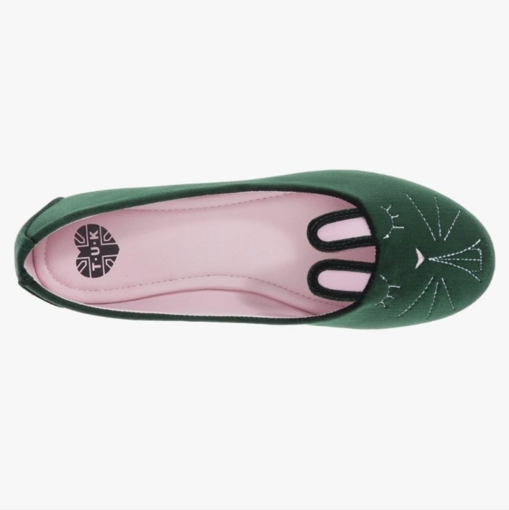 TUK Green Velvet Bunny Flats.